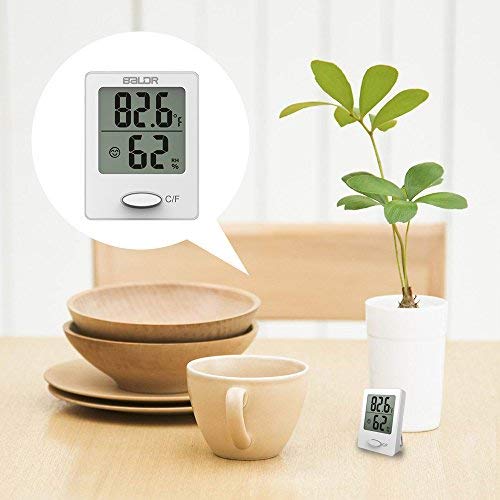 BALDR Mini Digital Portable Versatile Thermometer Hygrometer monitor temperature gauge Humidity with Standing wall Hanging magnet babyroom greenhouse,White