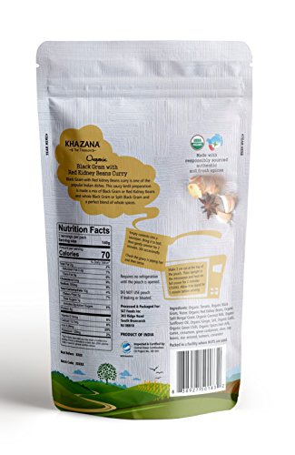 Khazana Gourmet Indian EntrÃ©e |USDA-Organic/Vegan|- BlackGram w/Red Kidney Beans Curry â€¢ 10oz(6 Pack) â€¢ [A tasty bite of Vegetarian/Gluten Free Ready-to-Eat Meals/Snacks/Food â€¢ MRE's â€¢ Paste]