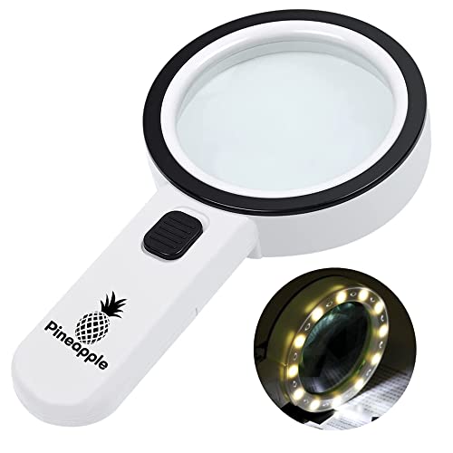 Pineapple LLC Magnifying Glass with Light, 30X Handheld Large