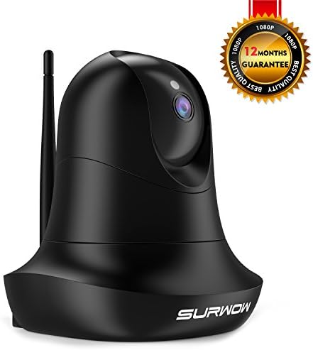 SURWOW Wireless IP Camera -1080P Wifi Surveillance Cameras Wireless HD with 2 Megapixel,Night Vision, Zoom/Pan/Tilt Control, Two-Way Audio for Baby,Pet Monitor and Home Security (BLACK)