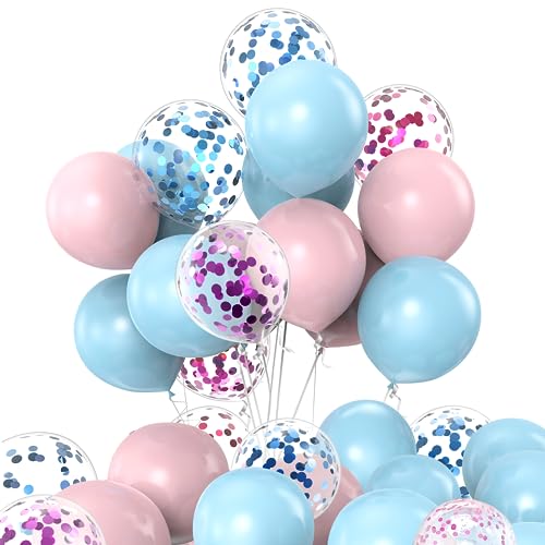 GYIPFIPA Pink Blue Balloons, 12 inch Helium Balloons, Gender Reveal Confetti Latex Balloons Party Decorations Supplies