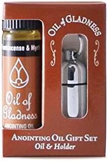 Oil of GladnessGift Set Oil Holder with 1/4 oz Frankincense & Myrrh Oil, Silvertone