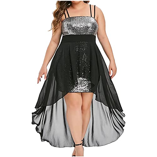 Ruziyoog Women Plus Size Sexy Cami Dress Summer Sequin Party