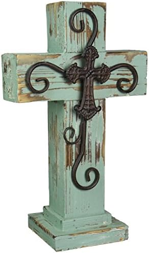 Ll Home Standing Wood Cross Blue