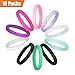 COOLOO 10 Pack Silicone Wedding Ring for Women, Premium Wedding Bands Thin and Stackable Durable Comfortable Rubber Rings, Black White Pink Silver