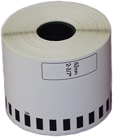 Brother-Compatible DK-2205 Continuous Paper Labels 2-3/7" x 100' (62mm X 30.48m) without cartridge (6 rolls)