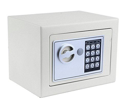 Safe Deposit Box, New Digital Electronic Home Safe Key Lock Box, Jewelry Cash Safe Security Box with batteries (White)