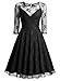MissMay Women's Vintage Floral Lace Net 3/4 Sleeve Sexy Swing Dress