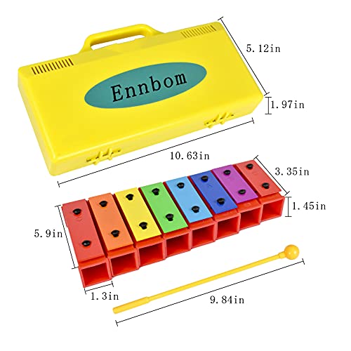 ENNBOM 8 Notes Chromatic Xylophone Glockenspiel Resonator Bells with Yellow Case Pricepulse