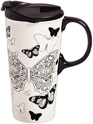Cypress Home Butterfly Kisses Coloring Book Ceramic Travel Coffee Mug 17 Ounces Amazon Co Uk Kitchen Home