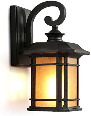 Pointhx Edison E27 Wall Lamp with Yellow Scrub Glass Lampshades Vintage Industrial Iron Wall Light Sconce Bedroom Bedside Hallway Lighting Fixtures