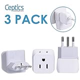 Italy, Chile Travel Adapter Plug by Ceptics with Dual USA Input - Type L (3 Pack) - Ultra Compact - Safe Grounded Perfect for Cell Phones, Laptops, Camera Chargers and More (CT-12A)