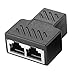 RJ45 Female 1 to 2 Port Female Socket Adapter Interface, Gedun RJ45 Network Splitter Adapter, Ethernet Cable 8P8C Extender PlugConnect Network Socket Adapter for Cat5, Cat5e, Cat6, Cat7 (Black)