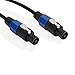 Speakon to Speakon Audio Cord - 15 ft 12 Gauge Male Speakon Connector to Male Speakon Connection, Black Heavy Duty Professional Speaker Cable Wire - Delivers High Quality Sound - Pyle Pro PPSS15