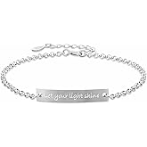 ALiLuYa Let Your Light Shine Bracelet for Women, 925 Sterling Silver Christian Inspirational Jewelry, Meaningful Gift for Her