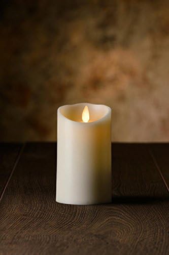 Veraflame 5"H Oblique Edge LED Moving Wick Candle, Ivory