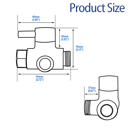 Shower Arm Diverter Valve, G1/2 3Way Shower Diverter for Hand Held
