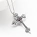 Men Women Cross Necklace Prayer Large Pendant 925 Black Sterling Silver Cubic Zircon 18 Inch Chain
