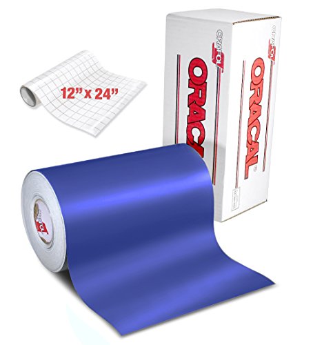 ORACAL 631 Matte Brilliant Blue Adhesive Craft Vinyl 12" x 6ft for Cameo, Cricut & Silhouette Including Free 12" x 24" Roll of Clear Transfer Paper