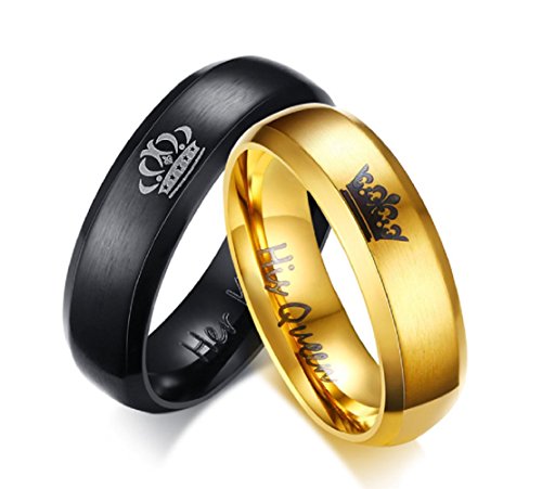 Blowin His Queen Ring Golden Womens Stainless Steel Rings Wedding