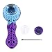 Indestructible Honeycomb Silicone Straw with Cleaner Cover and Decorative Bowl Interior (Purple, Blue, White)