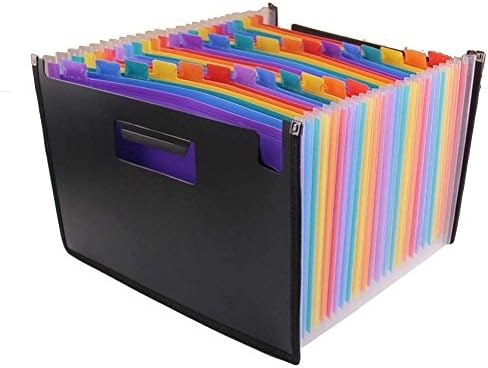 WOWENWO 24 Pockets Expanding Files  Folder Multicolour Portable Accordion Folder Document Wallet Plastic A4 Business File Folder Organizer Bag (24 Pockets)
