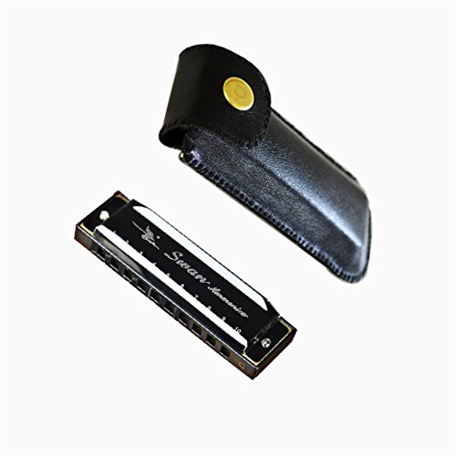 WANDIC Diatonic Harmonica Standard 10 Hole Harmonica with Case Key of C for Beginner Students Kids Gift Black