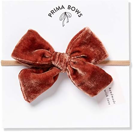 Handmade Velvet Fabric Bows For Girls, For Newborns Through Toddlers (1 Size Fits All) - Prima Bows