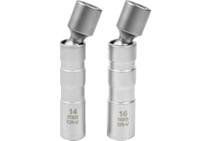 OctBird 14mm&16mm Magnetic Swivel Spark Plug Socket, Thin Wall Magnetic Rotating 3/8" Drive 12 Point Standard Spark Plug Sock