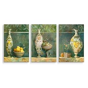 Canvas Wall Art Abstract Watercolor Vases Painting Artwork for Home Prints Framed - 16"x24" x 3 Panels