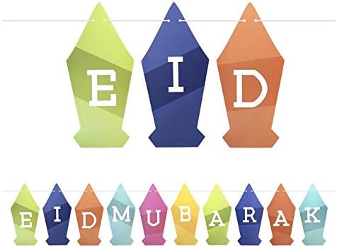 iHcraftsEid Decorations Lantern Fanous Wall Hanging Eid Mubarak Banner Card Pennant Bunting 2M Eid Décor for Home Office Business Restaurants Muslim Neighbors 10pcs/Set (Fanous Multi-Color)