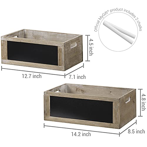 MyGift Rustic Brown Wood Decorative Storage Boxes, Wooden Crates with