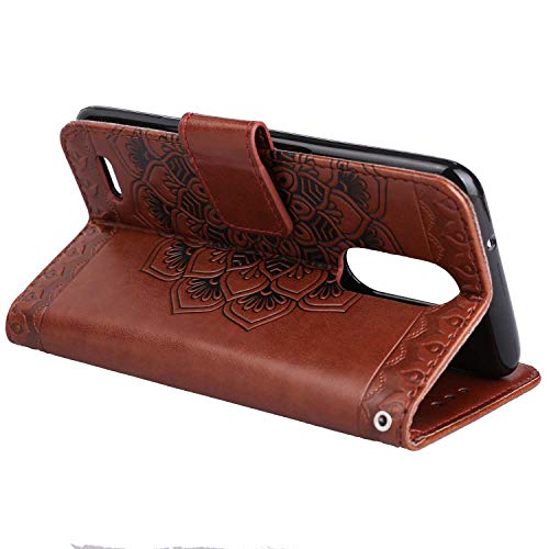 LG K4 2017 Case, Bear Village Leather Wallet Cover, Anti-Scratch Embossing PU Case with Magnetic Closure and Card Slots for LG K4 2017 (#8 Brown) - Thumbnail 4