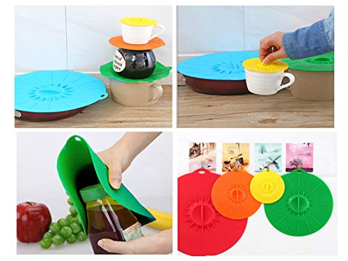 Microwave Covers, Silicone Food Lids sets, 5 Colorful Combo for Bowl Cup Pot Skillet Anti-dust Airtight Seal Super Suction Lid