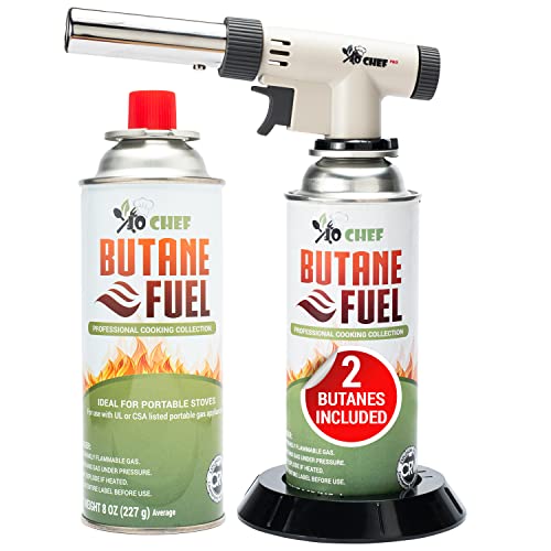 Jo Chef Pro Butane Torch Refillable Torch Lighter Head, Hand Held Small Kitchen Torch with