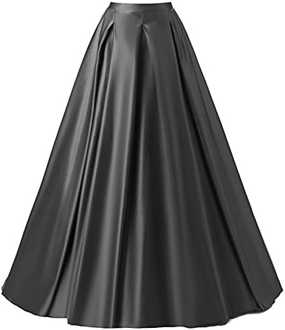 Duraplast Women's Fashion Prom Long Skirt Formal Satin A-Line Skirt High Waist