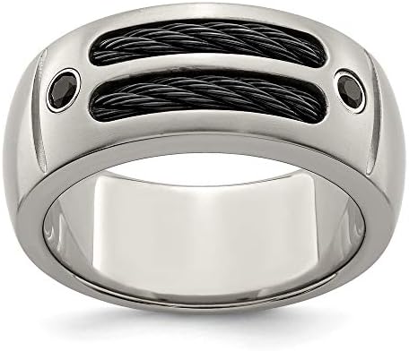 Ice Carats Edward Mirell セール品 チタンケーブル スピネル アルジェンティウムss 父親へのギフト ファッションジュエリー メンズ ファンシータイプ 9 25mm 結婚指輪 ベゼル