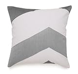 Jill Rosenwald Copley Collection Buckley Decorative Pillow, 18 by 18-Inch, Grey Chevron Design on White Background