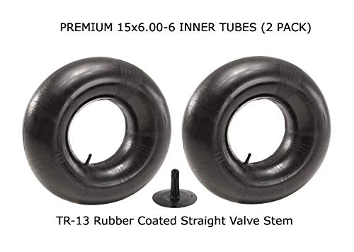 15x6.00-6 Tractor Inner Tube (2 Pack) - PREMIUM Replacement 15 x 600-6 Heavy Duty Tube with Straight Valve for 16 x 6 Pneumatic Tractor Tires, Lawn Mowers, Go Karts, Golf Cart, Garden Utility Vehicles