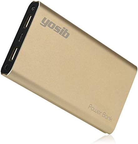 Phone Charger Power Bank Built in LED Flash Light Battery Charger 10000mAh Dual 2 USB Output Ports High Speed Charging for iPhone7 6s 6,Samsung Galaxy,iPad,tables, Androids and More .yosib (Gold)