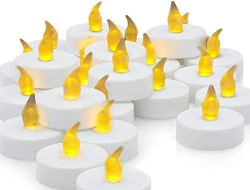 LED Lytes Set of 24 White Base and Yellow Flame Tealight Candles