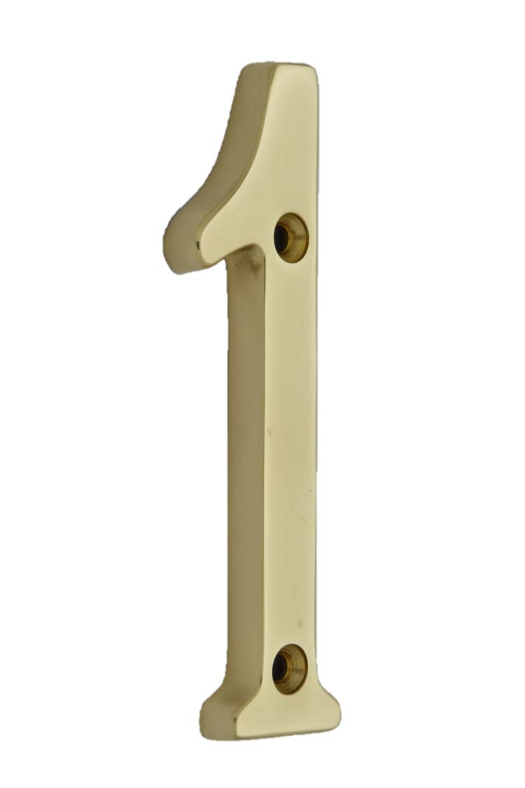 QCAA Traditional Heavy Forged Brass House Number, 6", Polished Brass Lacquered, 1, 1 Pack, Made in Taiwan