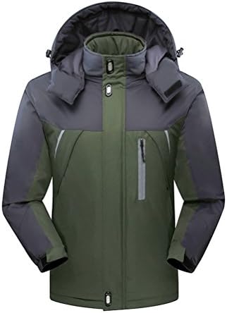Flyrioc Men's Winter Ski Jacket Windproof Fleece Jacket Warm Coat Outdoor Sports Jacket Army Green S