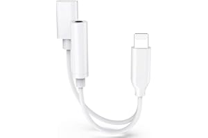 fabcords Lightning to 3.5mm Headphone Jack Adapter for iPhone, 2 in 1 AUX Audio + Charger Splitter Dongle Compatible with iPhone 14/13/12/11/XS/XR/X/7 8/Pad, Support All iOS System