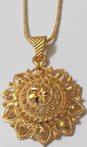 8k 22k 24k Yellow Thai Baht Gold Plated Pendant 17" Indian Necklace Rope Chain NN.