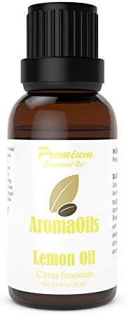 Lemon Essential Oil by AromaOils - Best 100% Pure Cold Pressed - Strong Citrus Scent in Aromatherapy Diffuser, as a Natural Household Cleaner and Disinfectant, and DIY Skin Care Recipes - 1 oz (30 ml)