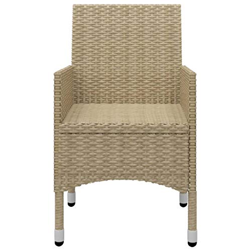 vidaXL Bistroset 3-TLG. Gartenmöbel Balkonset Balkonmöbel Gartenset Sitzgruppe Gartengarnitur Tisch Stühle Poly Rattan Hartglas Beige – Bild 7