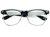 Retro Style Clubmaster Half Frame Clear Lens Wayfarer Glasses Frames (Black)