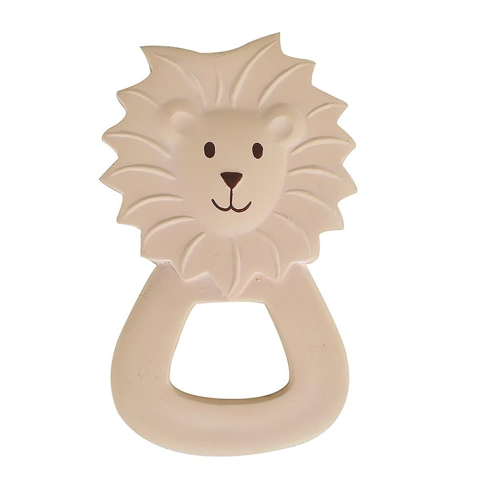 Tikiri Natural Soft Rubber Teething Toy, Ring, Gum Soother - Lion - Toy Gift Boxed - BPA Newborn Baby Gift for 0-6 Months Old