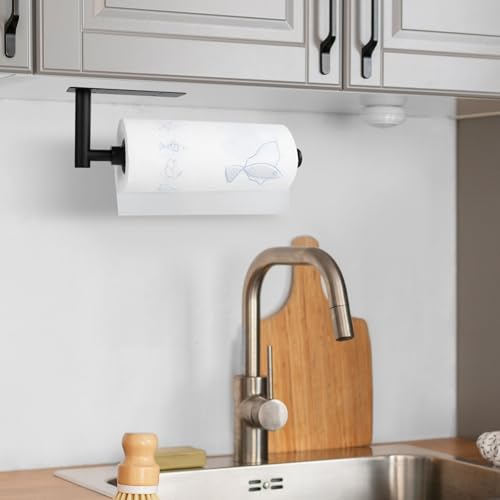 AiQInu Kitchen Roll Holder, Kitchen Tearable One-Hand, Paper Roll Holder Kitchen Paper Easily Teared, Both in Glue and Screws, for Bathroom, Cabinets, Vertical or Horizontal